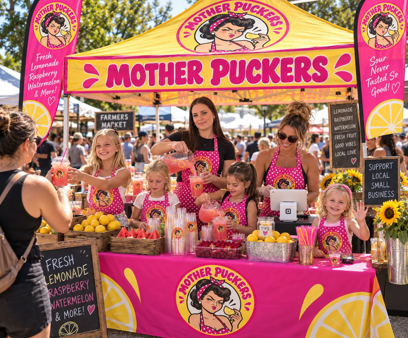 The Mother Puckers stand at a Wisconsin farmers market